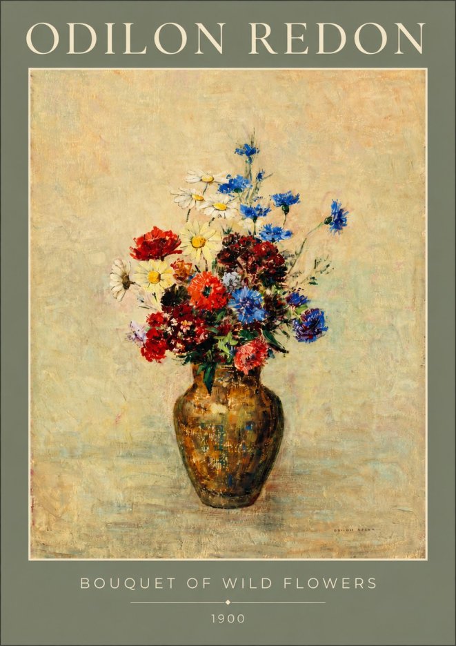 Odilon Redon Bouquet of Wild Flowers I No2 - Plakát