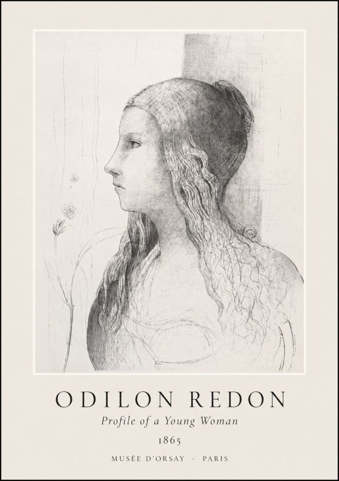 Odilon Redon Profile of a Young Woman No1 - Plakát