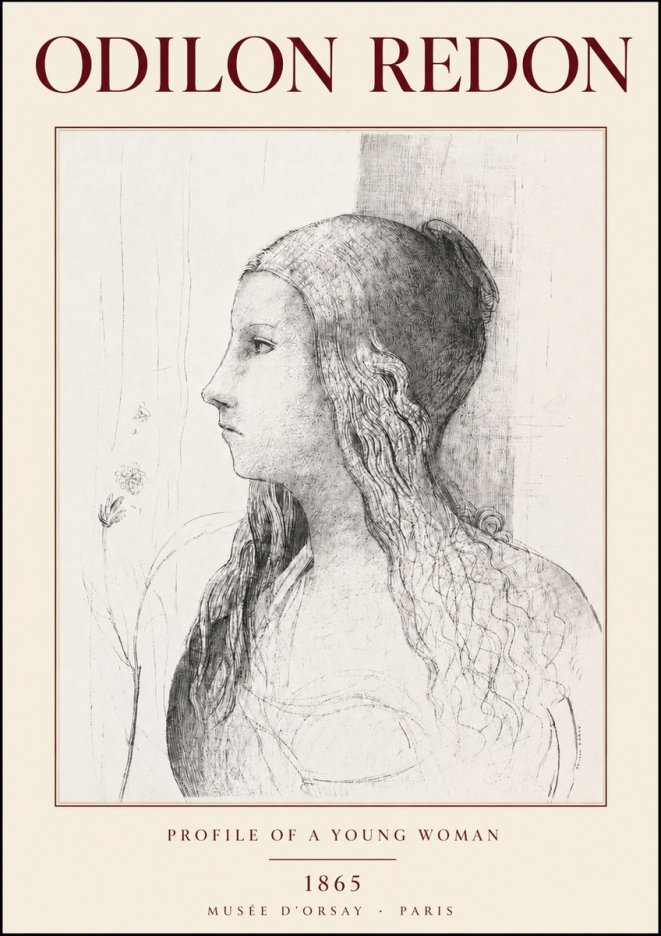 Odilon Redon Profile of a Young Woman No3 - Plakát