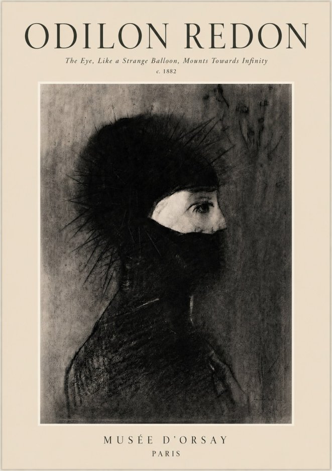 Odilon Redon The Eye, Like a Strange Balloon, Mounts Towards Infinity No3 - Plakát