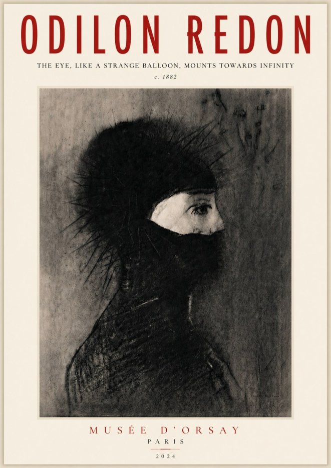 Odilon Redon The Eye, Like a Strange Balloon, Mounts Towards Infinity No5 - Plakát