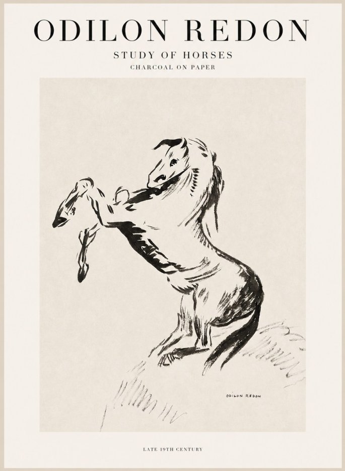 Odilon Redon Study of Horses No1 - Plakát