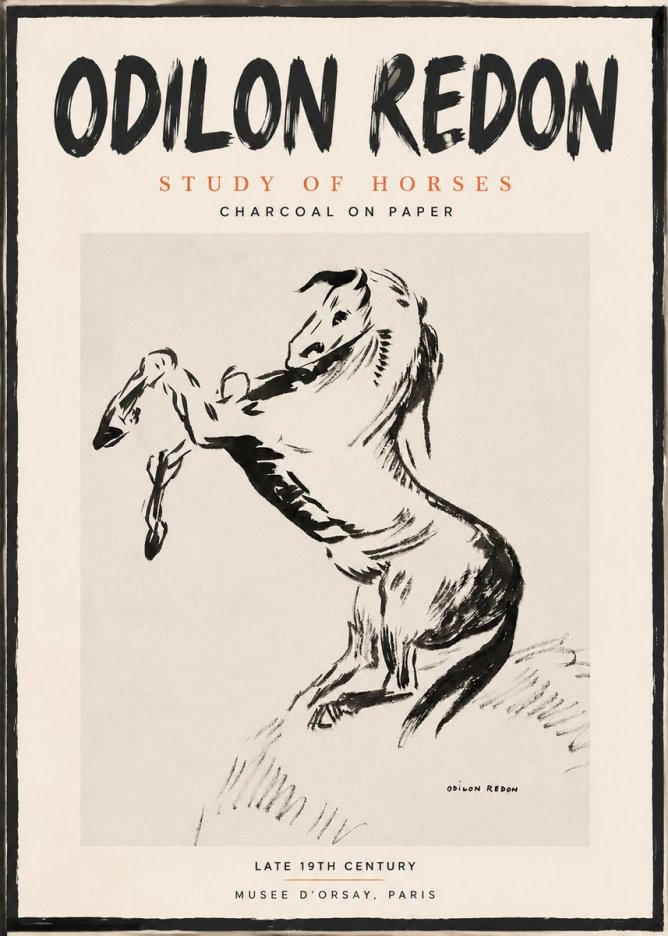 Odilon Redon Study of Horses No2 - Plakát
