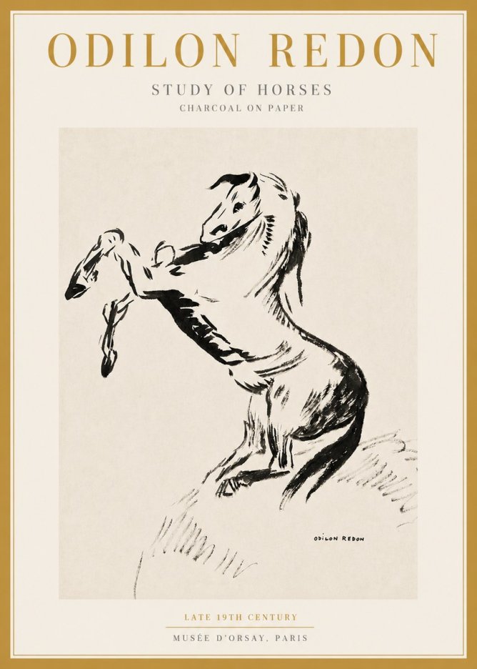 Odilon Redon Study of Horses No3 - Plakát