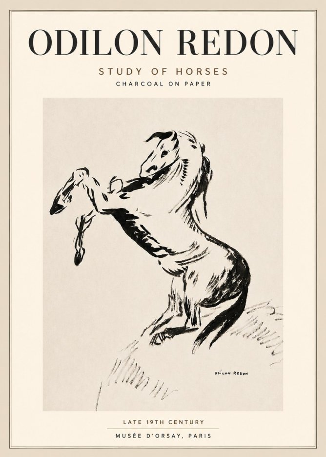 Odilon Redon Study of Horses No5 - Plakát