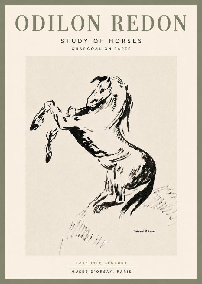 Odilon Redon Study of Horses No6 - Plakát