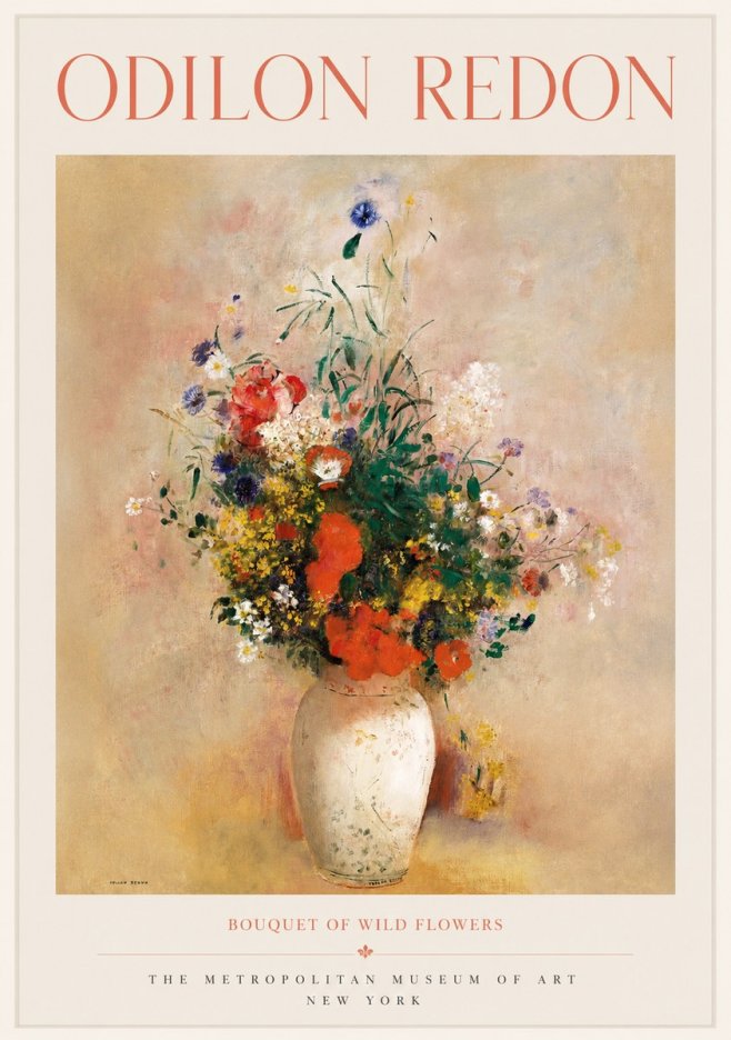 Odilon Redon Bouquet of Wild Flowers II No1 - Plakát
