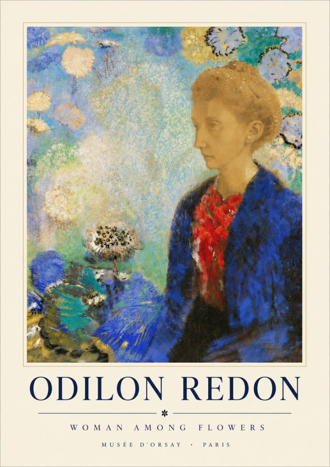 Odilon Redon Woman Among Flowers No4 - Plakát