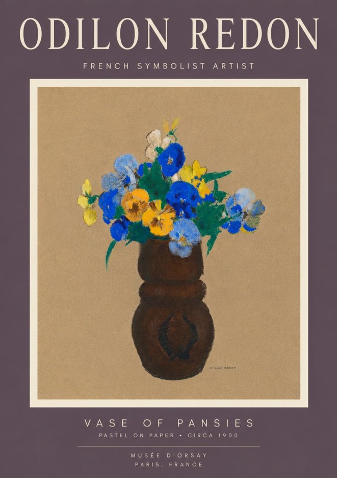 Odilon Redon Vase of Pansies No6 - Plakát