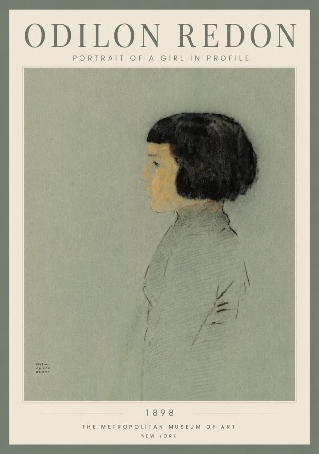 Odilon Redon Portrait of a Girl in Profile No4 - Plakát