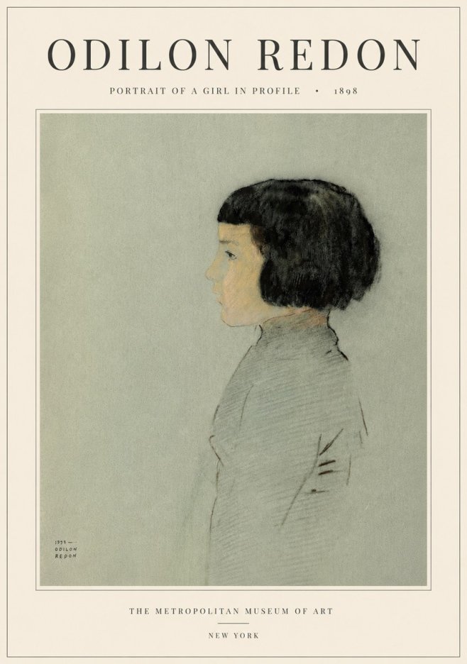 Odilon Redon Portrait of a Girl in Profile No5 - Plakát