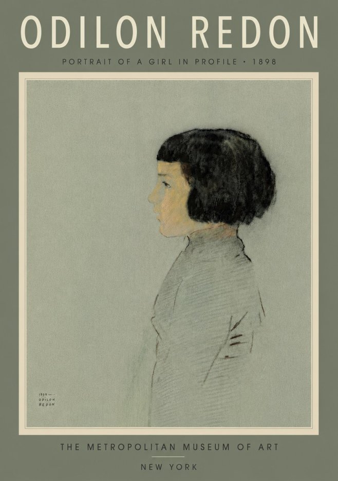 Odilon Redon Portrait of a Girl in Profile No6 - Plakát