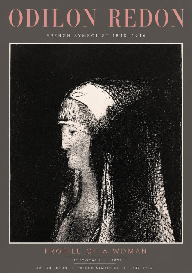 Odilon Redon Profile of a Woman No4 - Plakát