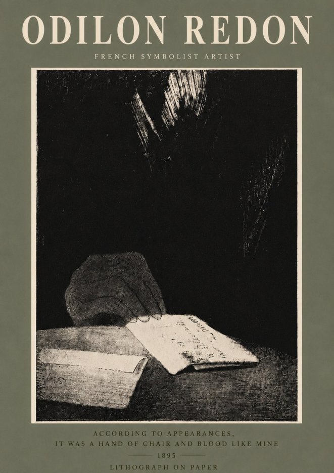 Odilon Redon According to Appearances, It Was a Hand of Chair and Blood Like Mine, No5 - Plakát