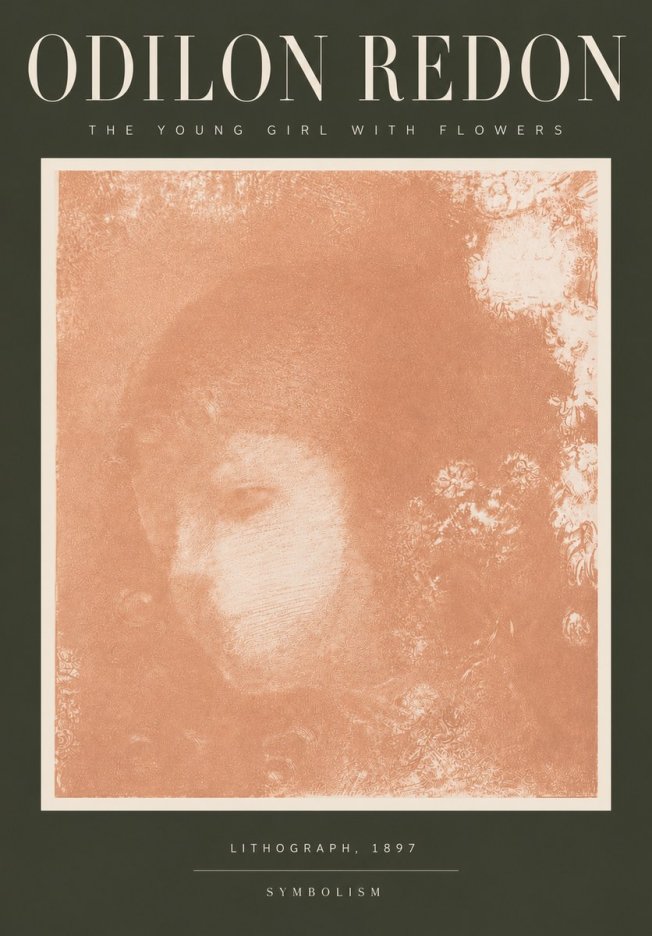 Odilon Redon The Young Girl with Flowers No4 - Plakát