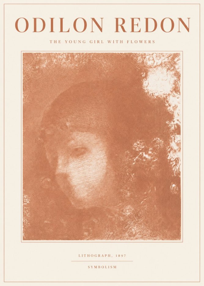 Odilon Redon The Young Girl with Flowers No6 - Plakát