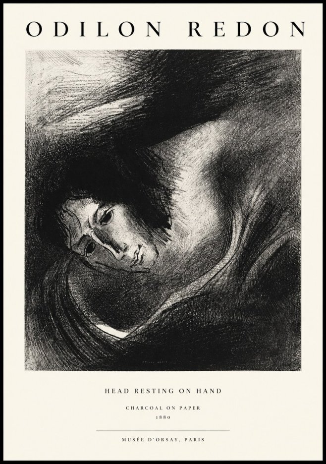 Odilon Redon Head Resting on Hand No1 - Plakát