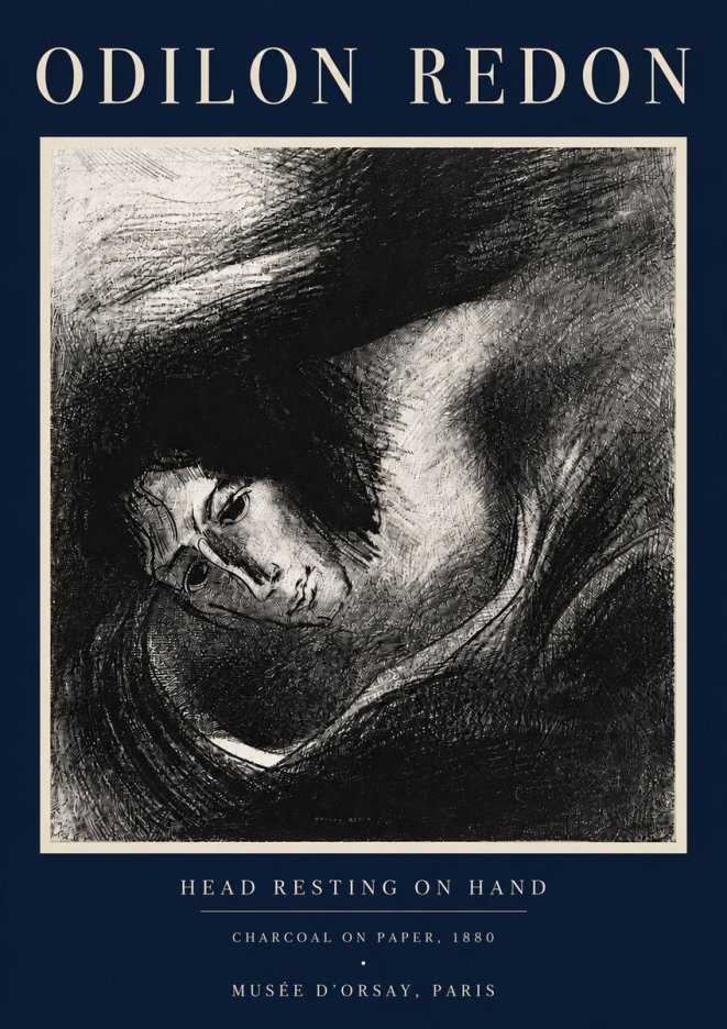 Odilon Redon Head Resting on Hand No4 - Plakát