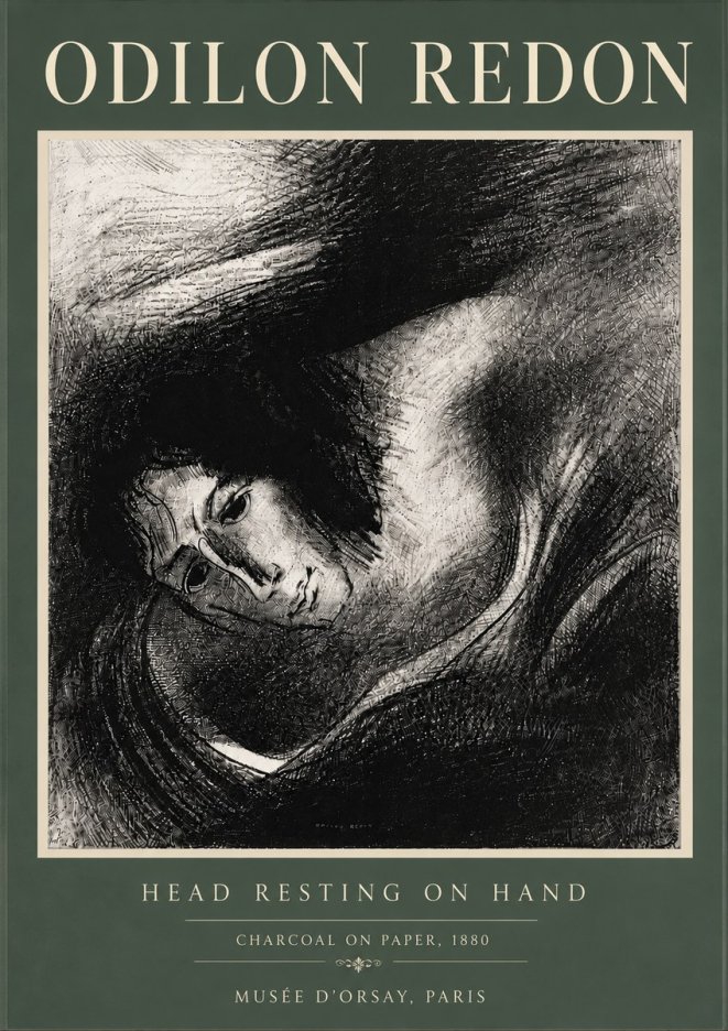 Odilon Redon Head Resting on Hand No6 - Plakát