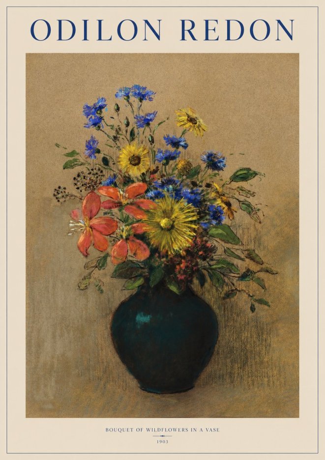 Odilon Redon Bouquet of Wildflowers in a Vase No1 - Plakát