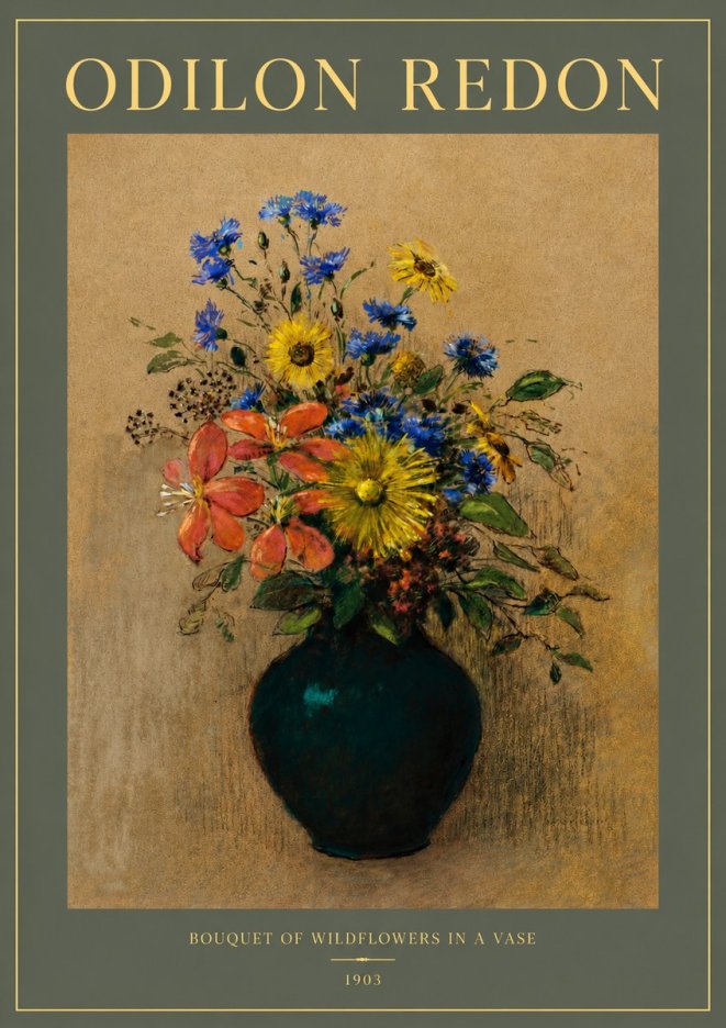 Odilon Redon Bouquet of Wildflowers in a Vase No2 - Plakát