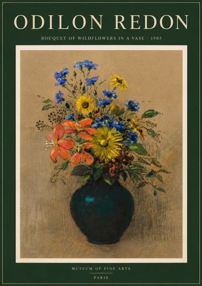Odilon Redon Bouquet of Wildflowers in a Vase No6 - Plakát