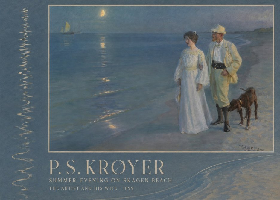 P.S. Krøyer Summer Evening on Skagen Beach — the Artist and His Wife No2 - Plakát
