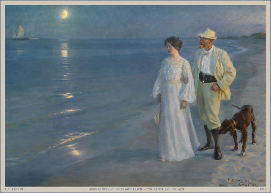 P.S. Krøyer Summer Evening on Skagen Beach — the Artist and His Wife No5 - Plakát