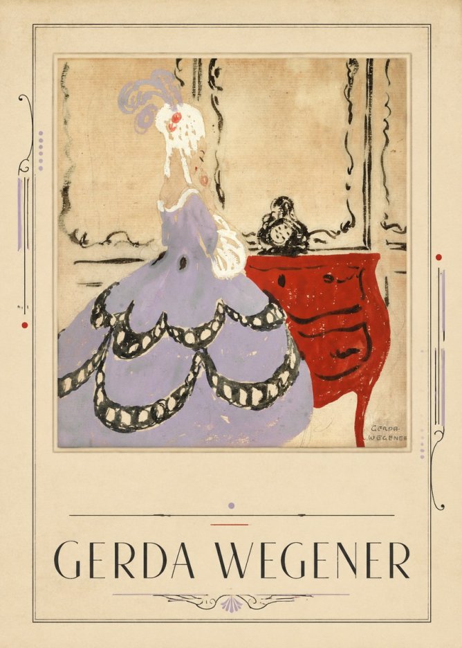 Gerda Wegener Lady in a Mauve Dress No4 - Plakát