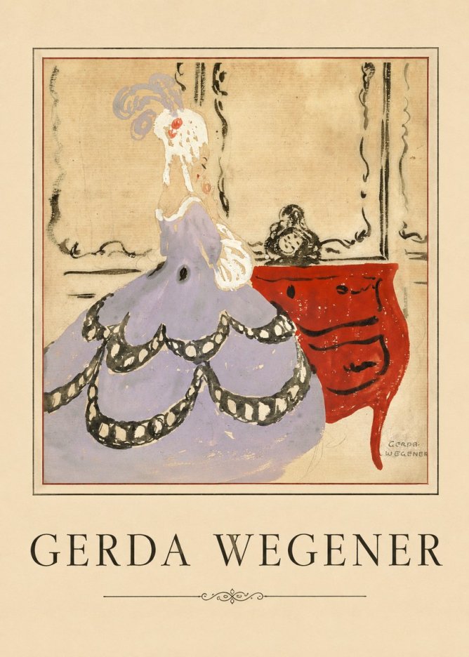 Gerda Wegener Lady in a Mauve Dress No5 - Plakát