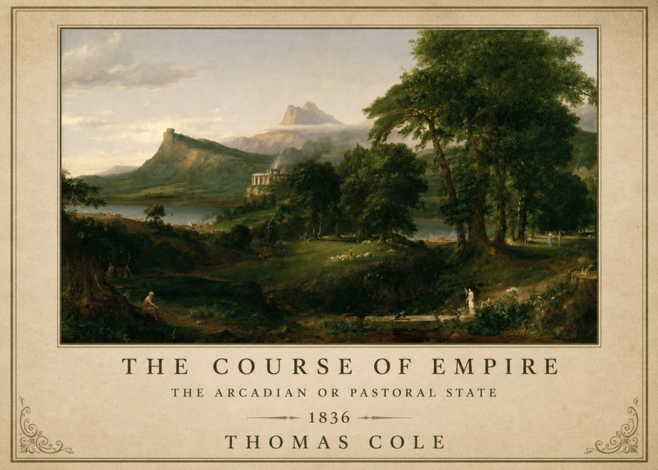 Thomas Cole The Course of Empire - the Arcadian or Pastoral State No1 - Plakát