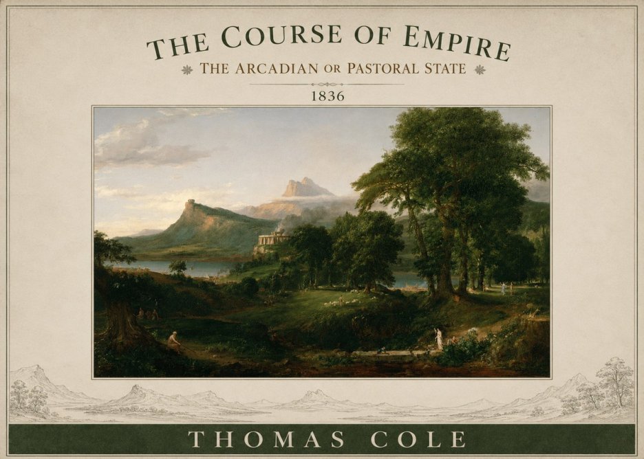 Thomas Cole The Course of Empire - the Arcadian or Pastoral State No3 - Plakát