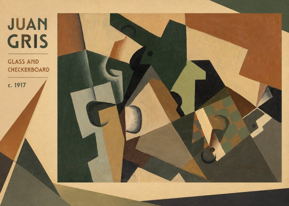 Juan Gris Glass and Checkerboard No3 - Plakát