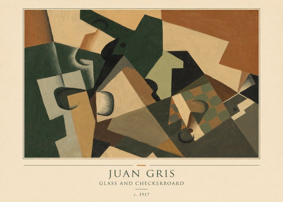 Juan Gris Glass and Checkerboard No4 - Plakát