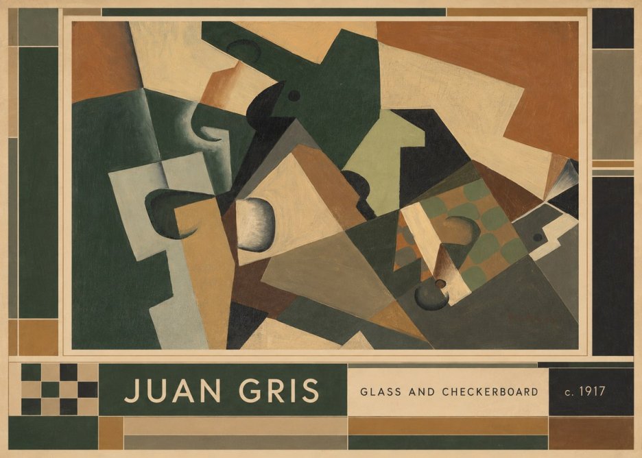 Juan Gris Glass and Checkerboard No6 - Plakát