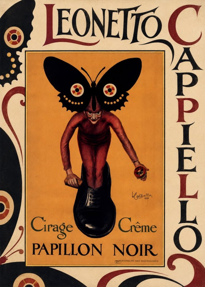Leonetto Cappiello Cirage Crème Papillon Noir No3 - Plakát