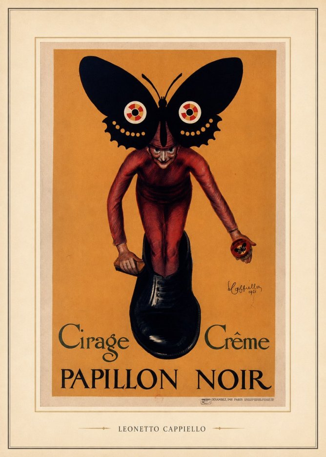 Leonetto Cappiello Cirage Crème Papillon Noir No5 - Plakát