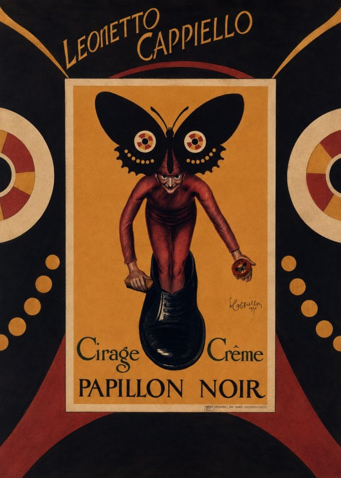 Leonetto Cappiello Cirage Crème Papillon Noir No6 - Plakát