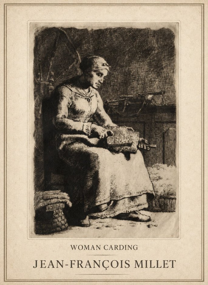 Jean-François Millet Woman Carding No1 - Plakát
