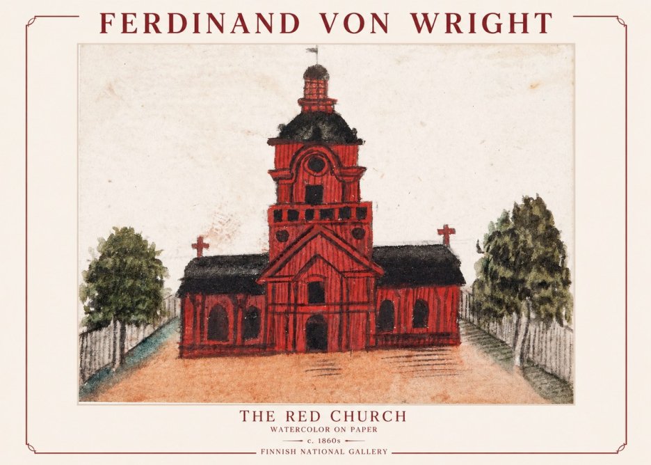 Ferdinand von Wright The Red Church No1 - Plakát