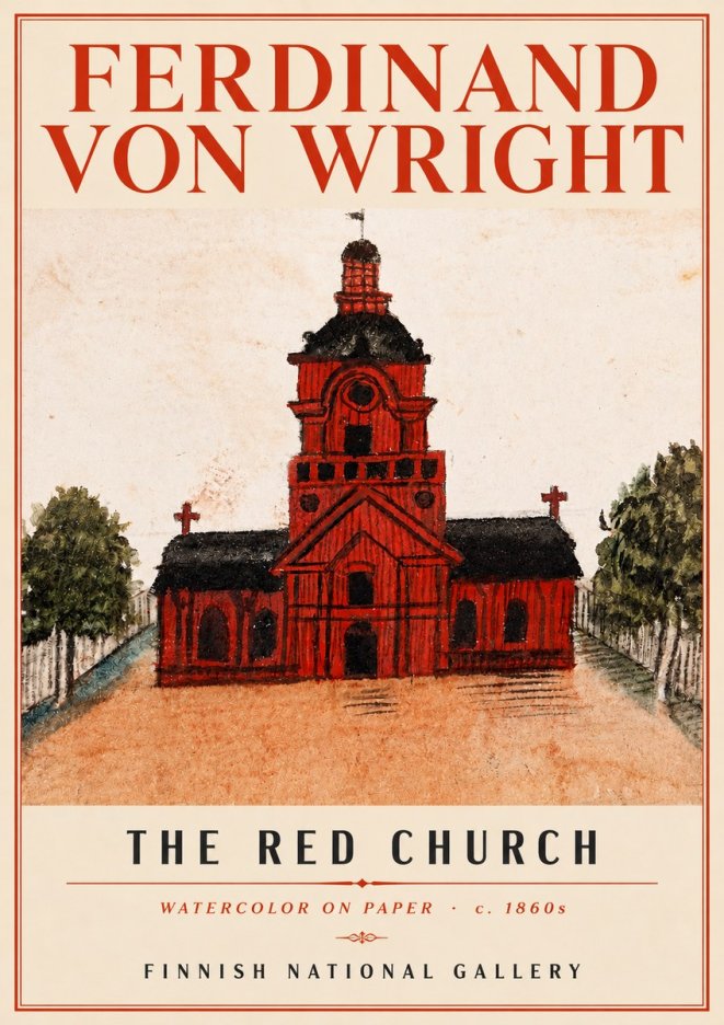 Ferdinand von Wright The Red Church No4 - Plakát
