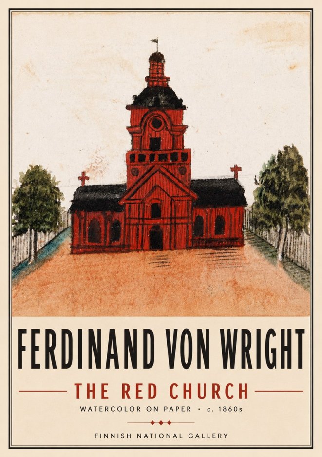 Ferdinand von Wright The Red Church No6 - Plakát