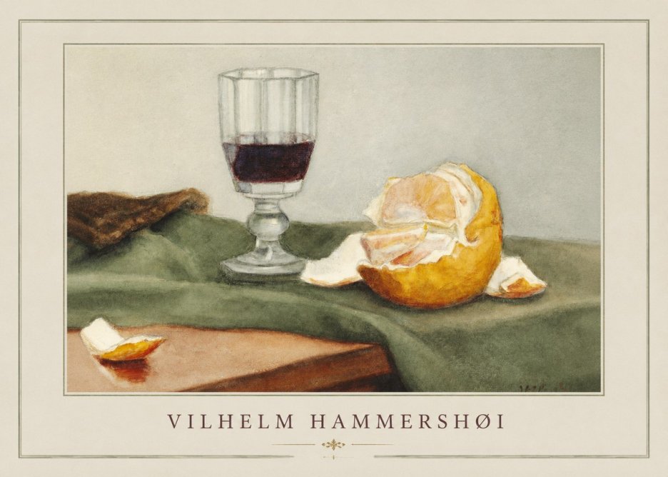 Vilhelm Hammershøi Still Life with Wine Glass and Orange No2 - Plakát