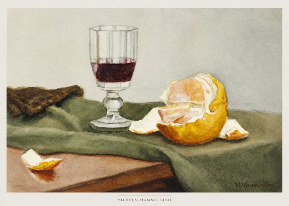 Vilhelm Hammershøi Still Life with Wine Glass and Orange No6 - Plakát
