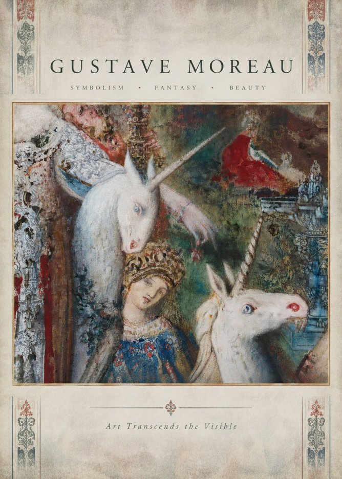Gustave Moreau The Unicorns II No4 - Plakát
