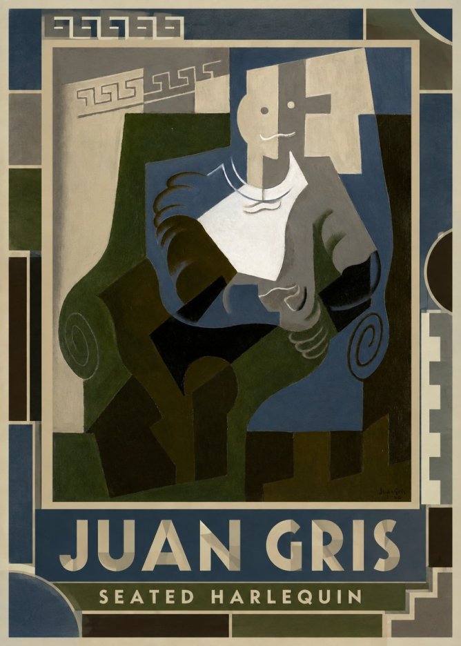 Juan Gris Seated Harlequin No1 - Plakát