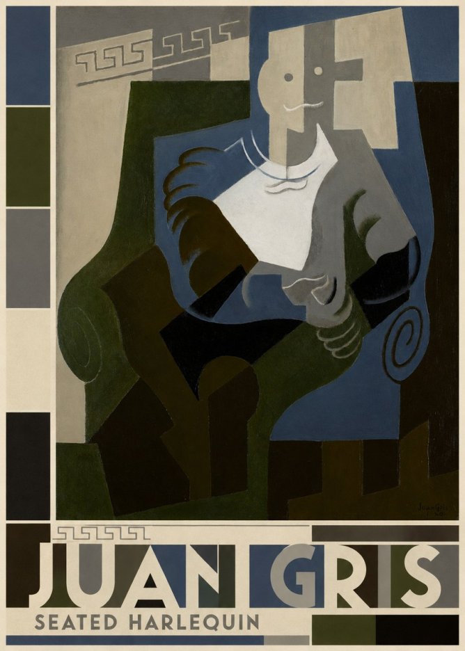 Juan Gris Seated Harlequin No4 - Plakát
