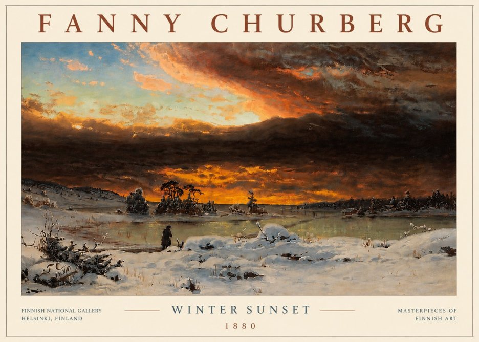 Fanny Churberg Winter Sunset No6 - Plakát