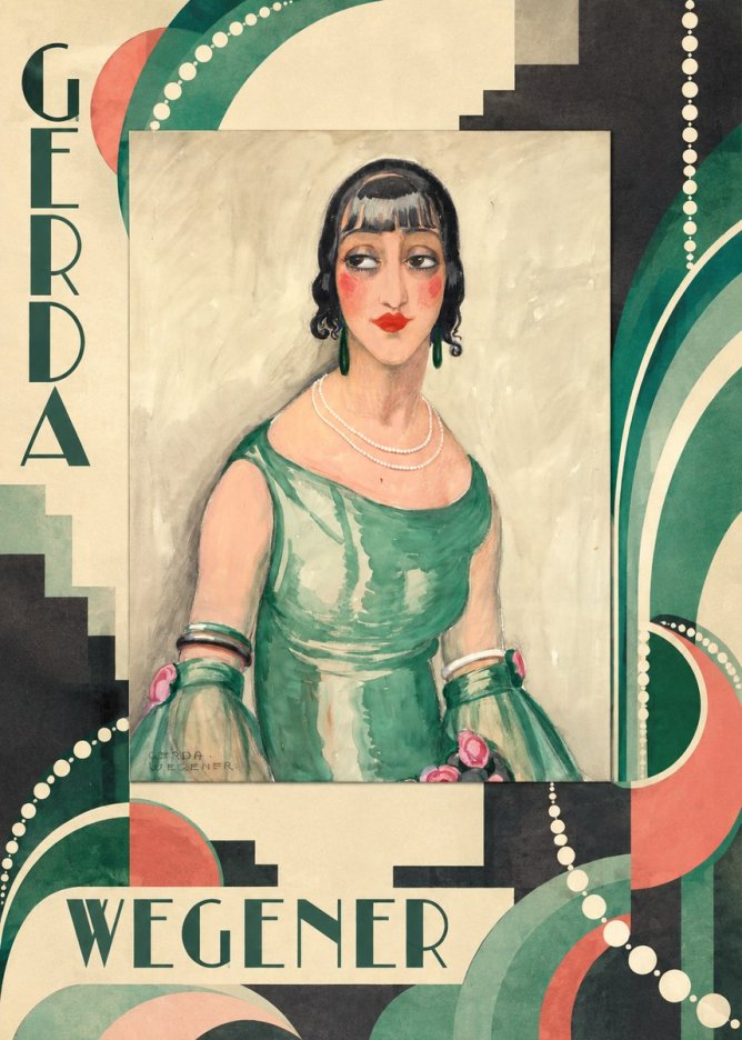 Gerda Wegener Portrait of a Woman in Green Dress No4 - Plakát
