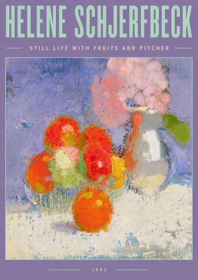 Helene Schjerfbeck Still Life with Fruits and Pitcher No3 - Plakát